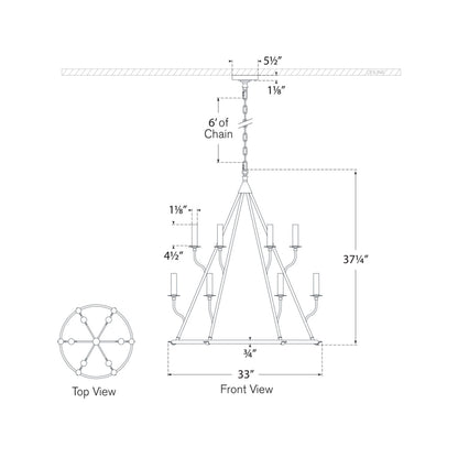 Lorio Chandelier - line drawing.