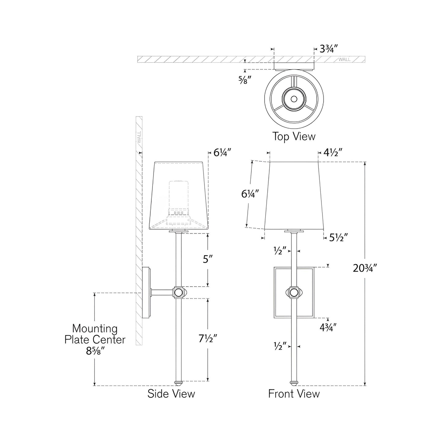 Lucia LED Rechargeable Wall Light - line drawing.