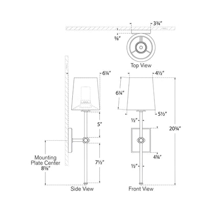 Lucia LED Rechargeable Wall Light - line drawing.