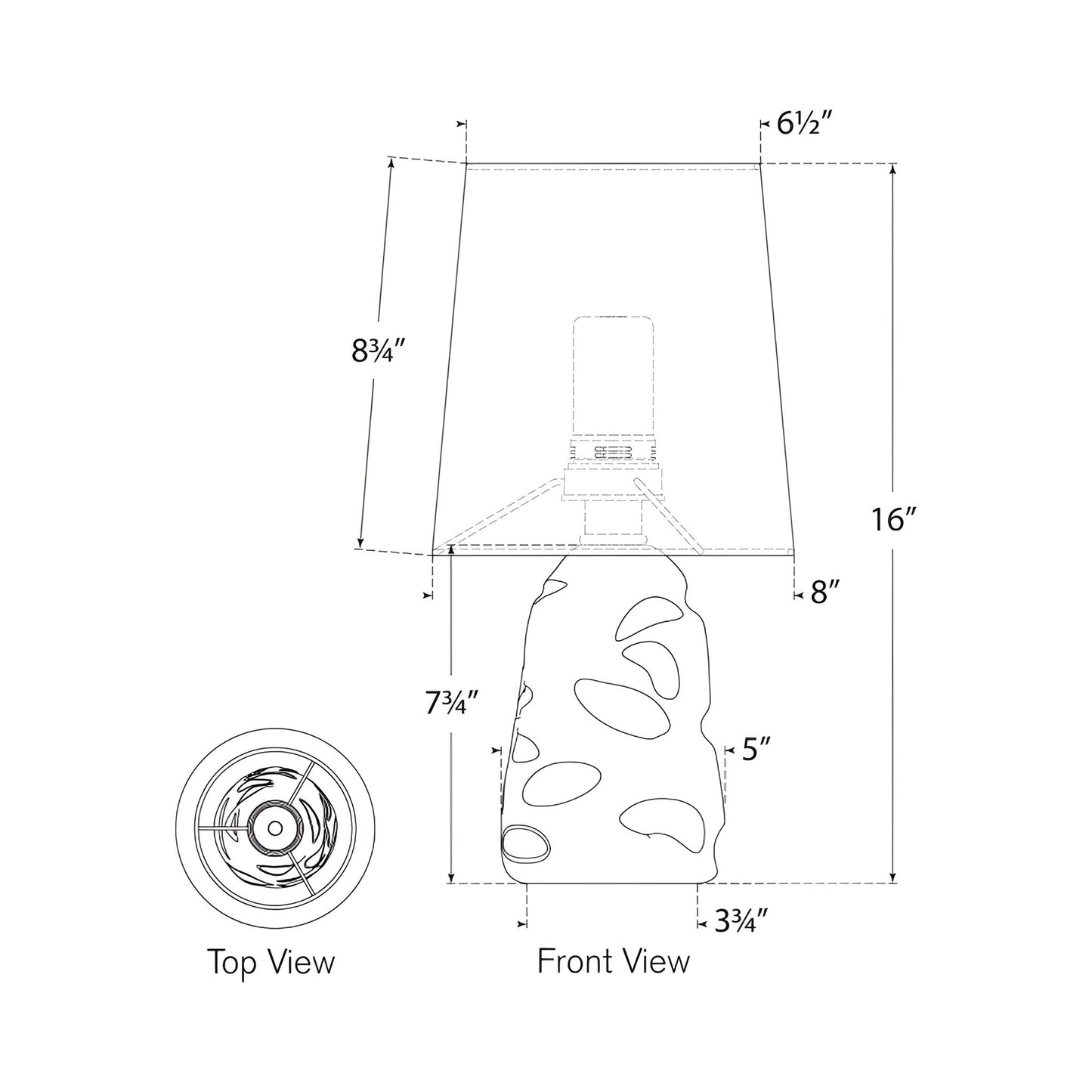 Lupin LED Rechargeable Table Lamp - line drawing.