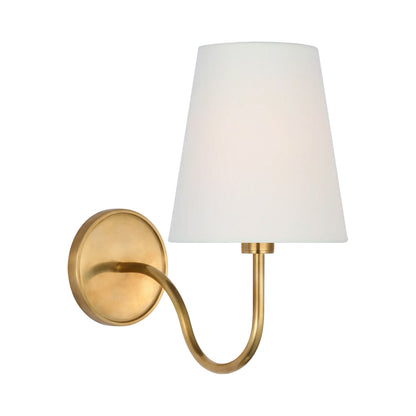 Lyndsie LED Rechargeable Wall Light in Hand-Rubbed Antique Brass/Linen.