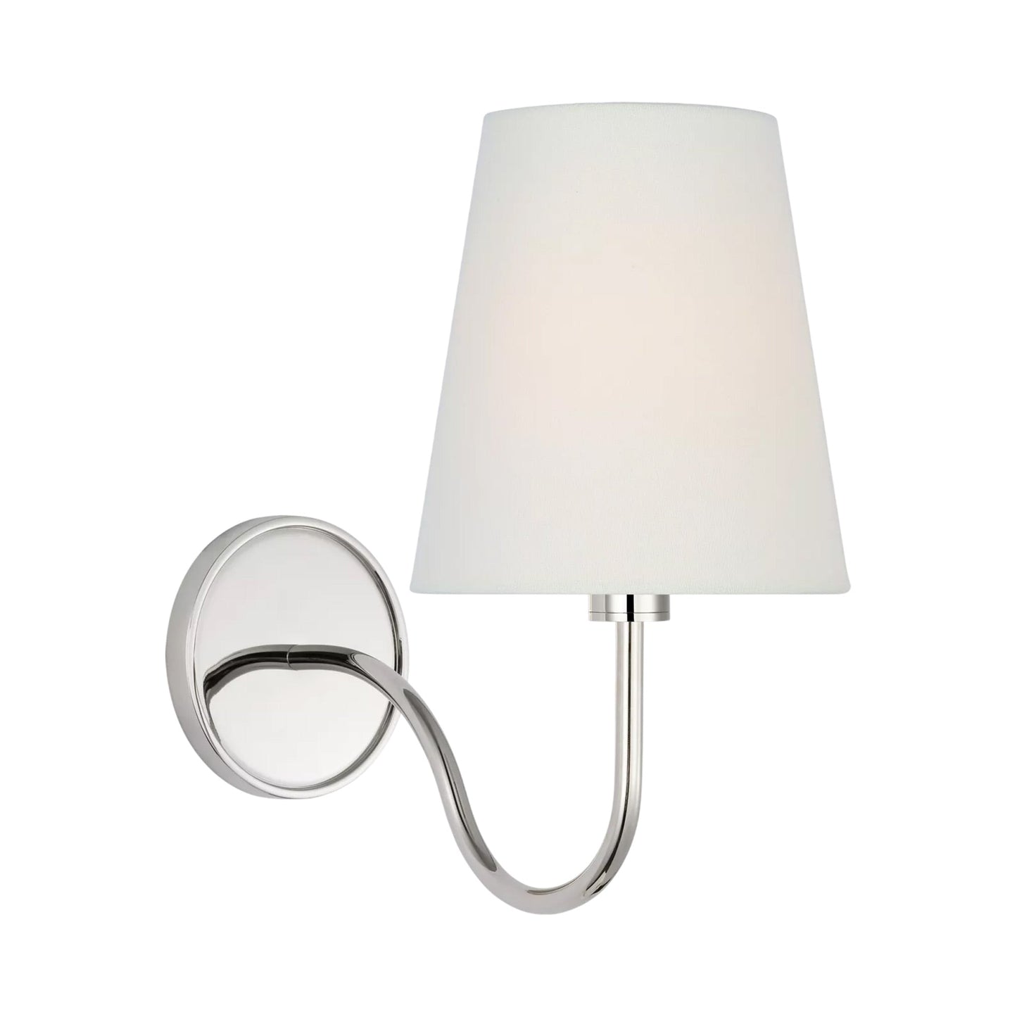 Lyndsie LED Rechargeable Wall Light in Polished Nickel/Linen.