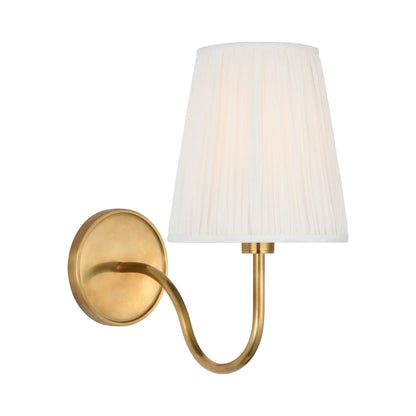 Lyndsie LED Rechargeable Wall Light in Hand-Rubbed Antique Brass/Silk Pleated.