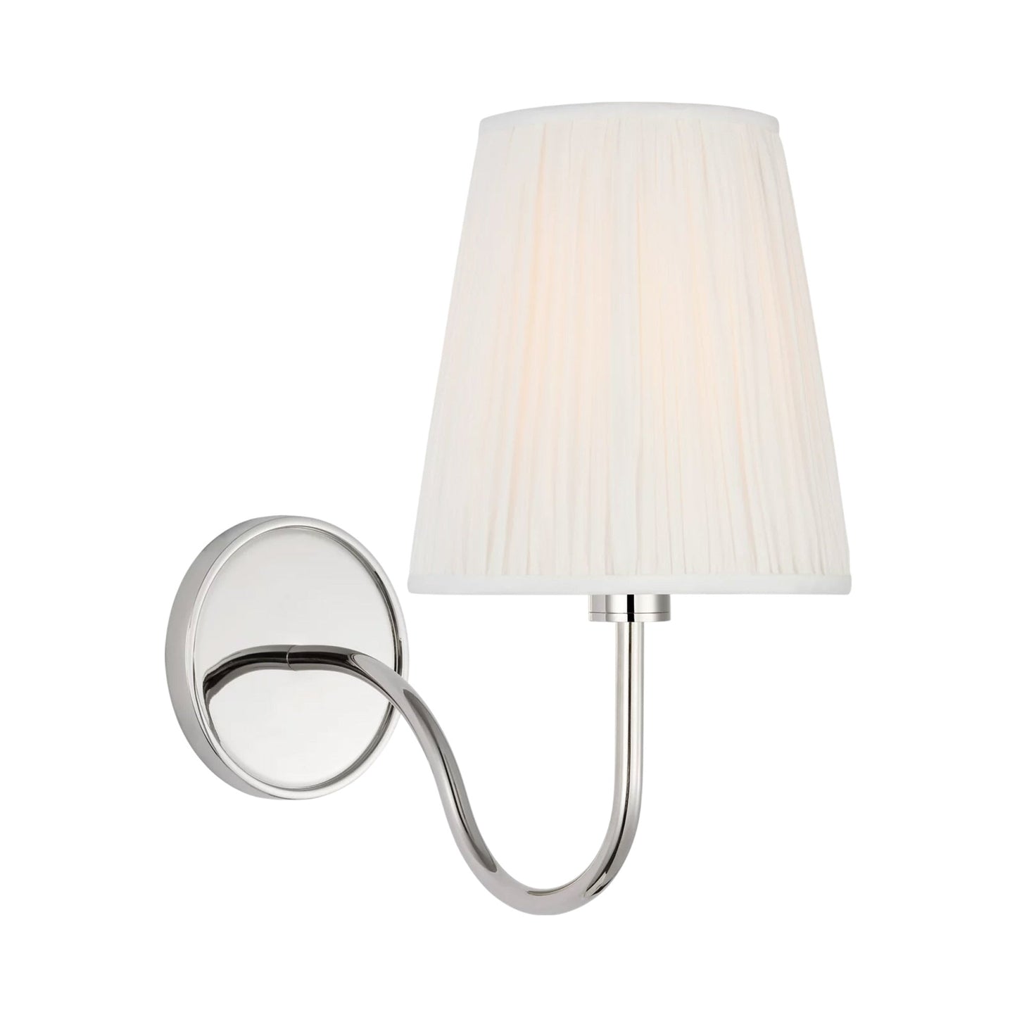 Lyndsie LED Rechargeable Wall Light in Polished Nickel/Silk Pleated.