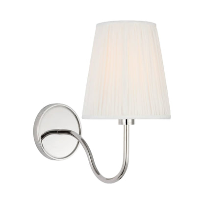 Lyndsie LED Rechargeable Wall Light in Polished Nickel/Silk Pleated.