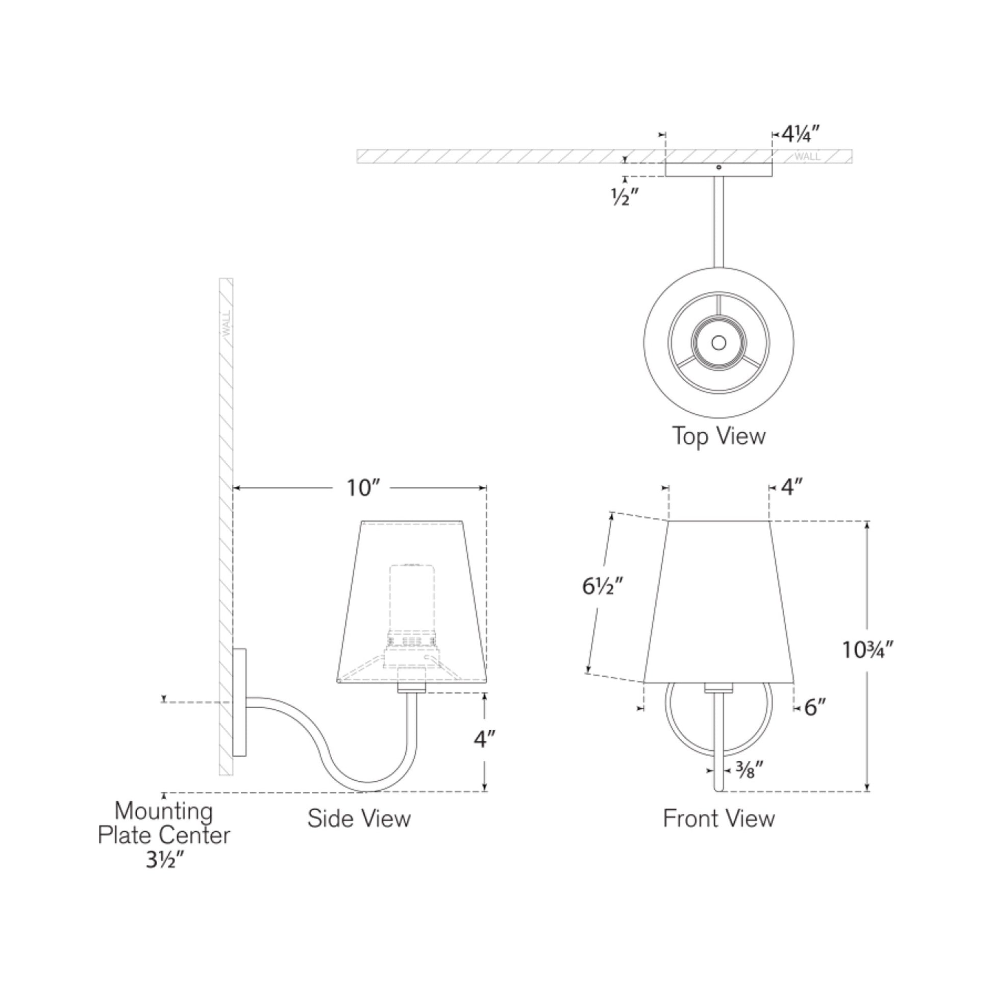 Lyndsie LED Rechargeable Wall Light - line drawing.