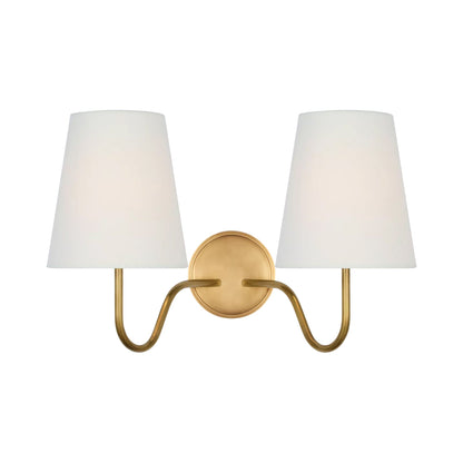 Lyndsie Multi Light Wall Light in Hand-Rubbed Antique Brass/Linen.