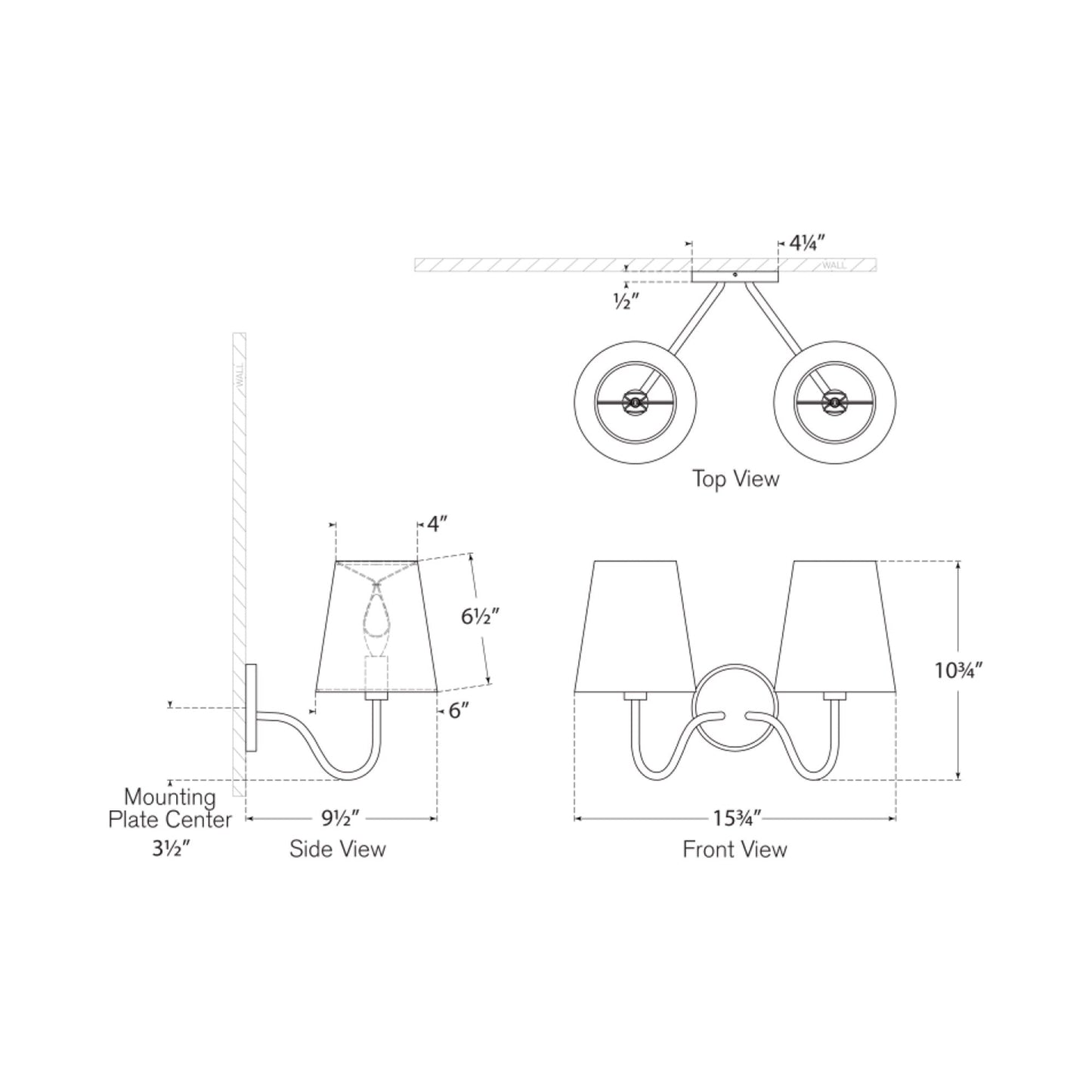 Lyndsie Multi Light Wall Light - line drawing.