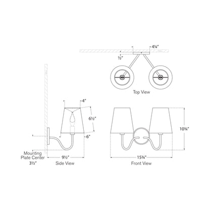 Lyndsie Multi Light Wall Light - line drawing.