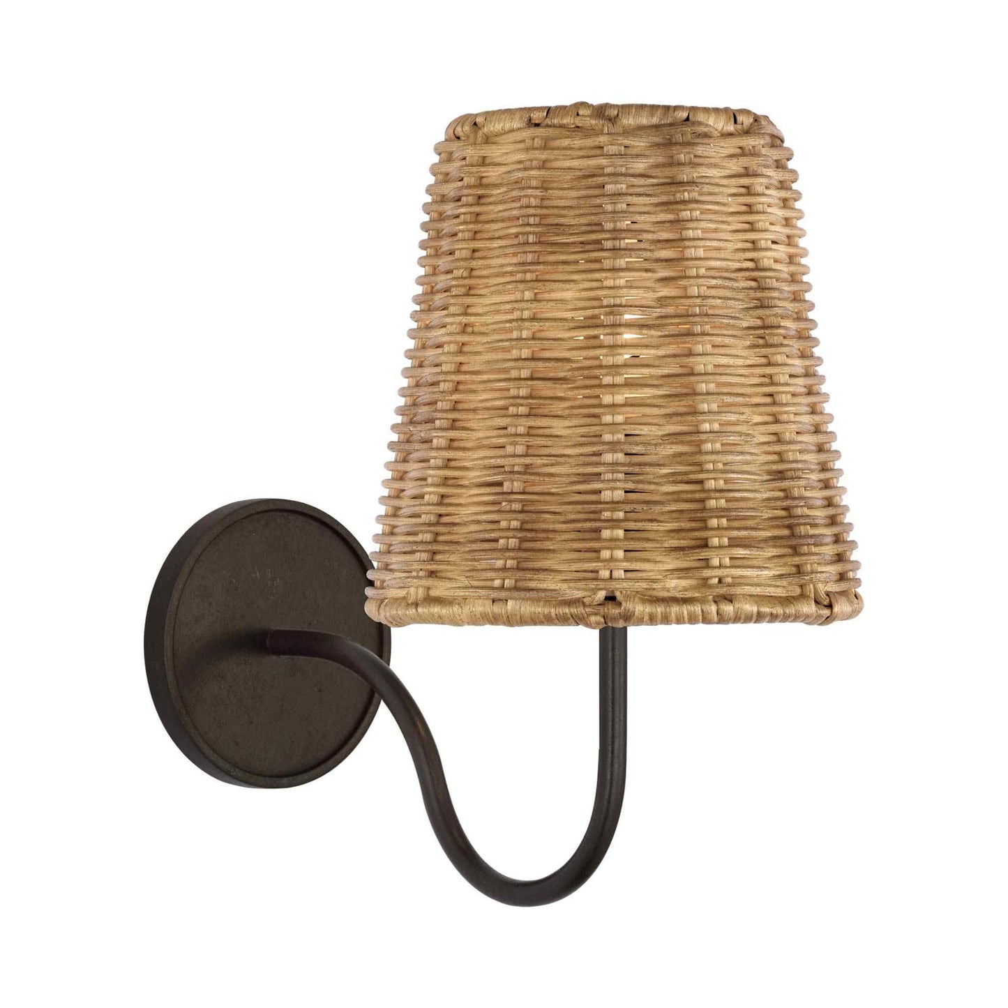 Lyndsie Wall Light in Aged Iron (Natural Wicker).