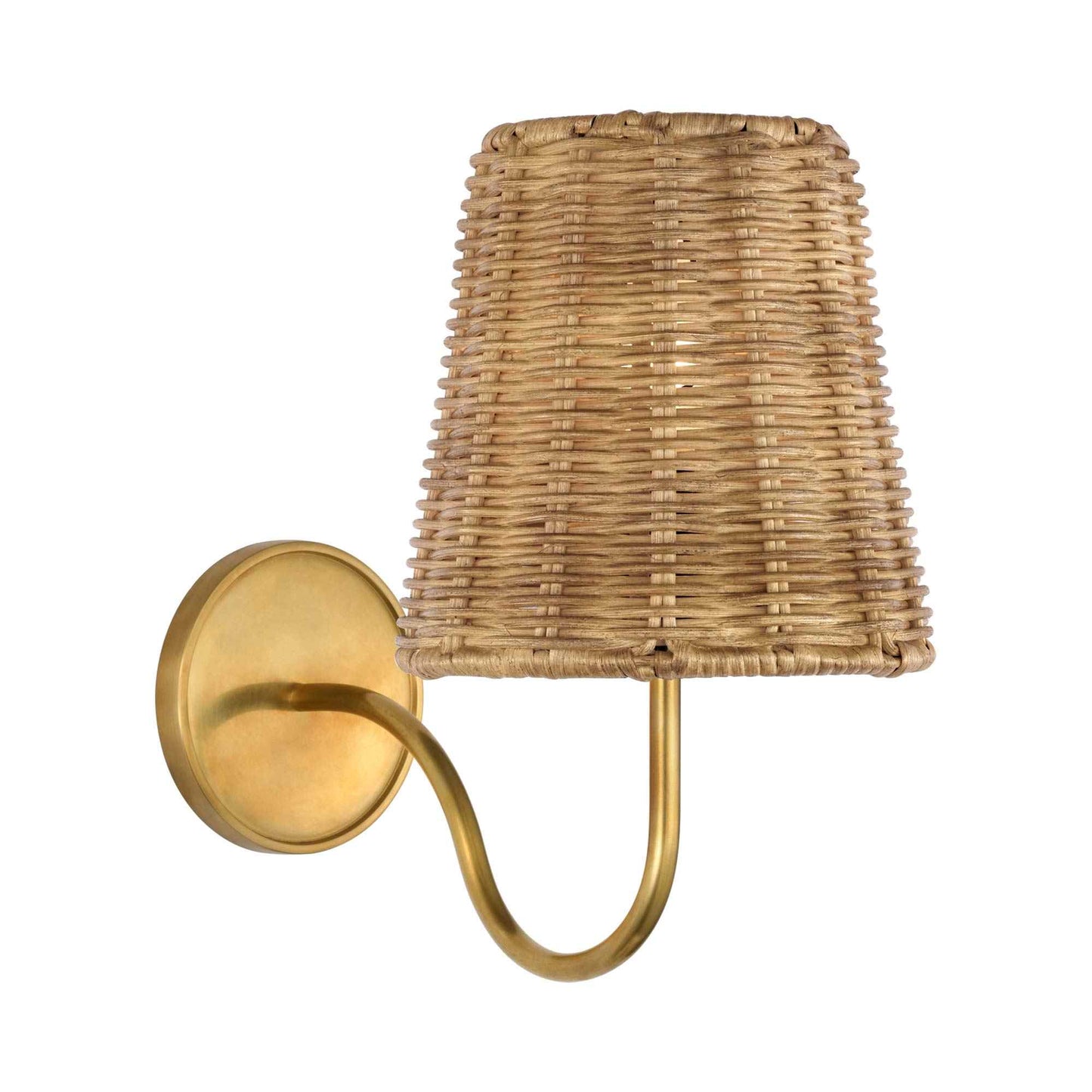 Lyndsie Wall Light in Hand-Rubbed Antique Brass (Natural Wicker).