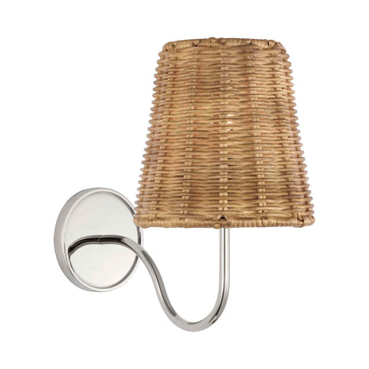 Lyndsie Wall Light in Polished Nickel (Natural Wicker).