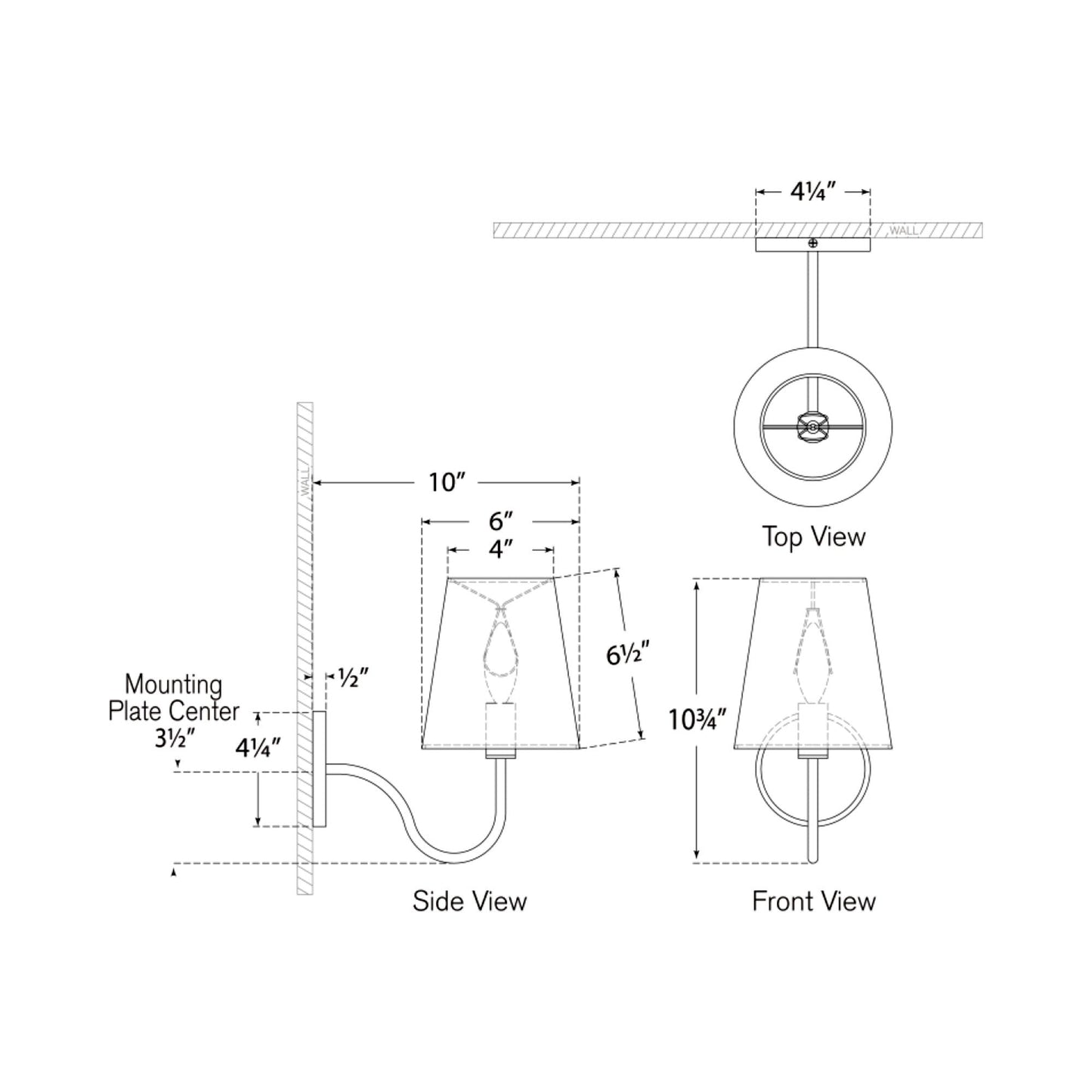 Lyndsie Wall Light - line drawing.
