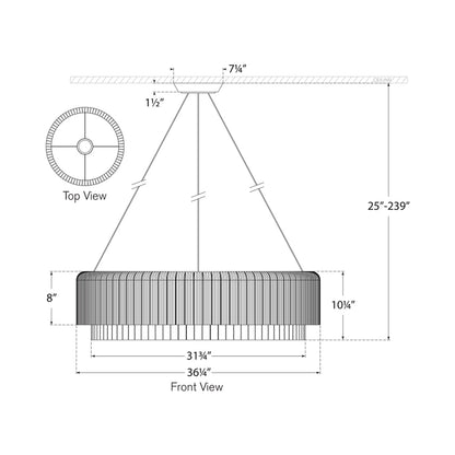 Maderno LED Chandelier - line drawing.