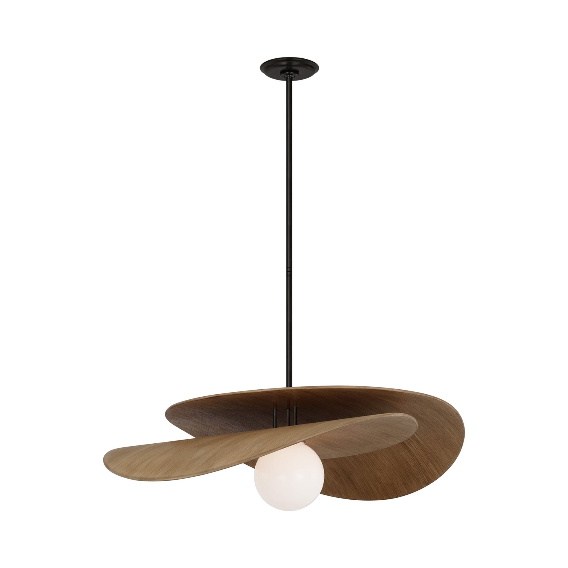Mahalo LED Pendant Light in Bronze and Natural Oak.