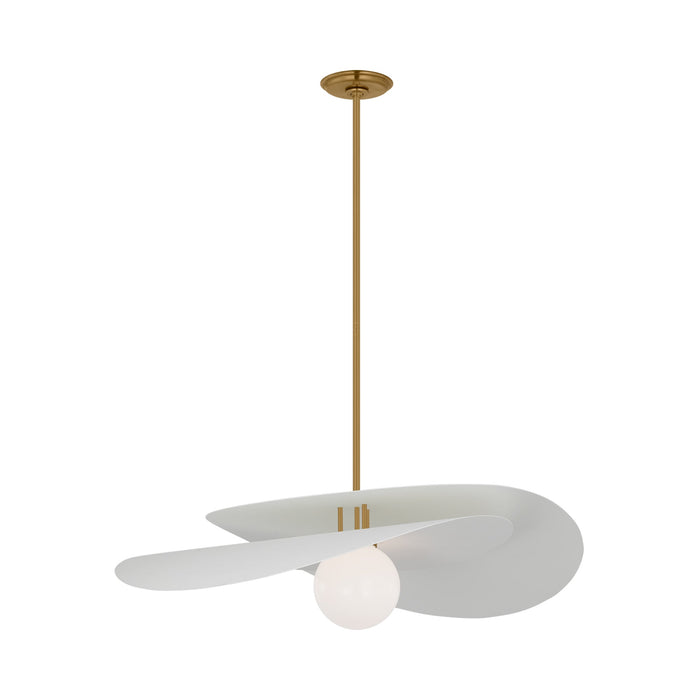 Mahalo LED Pendant Light in Hand-Rubbed Antique Brass and Matte White.