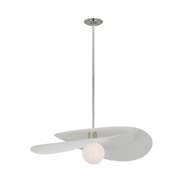 Mahalo LED Pendant Light in Polished Nickel and Matte White.