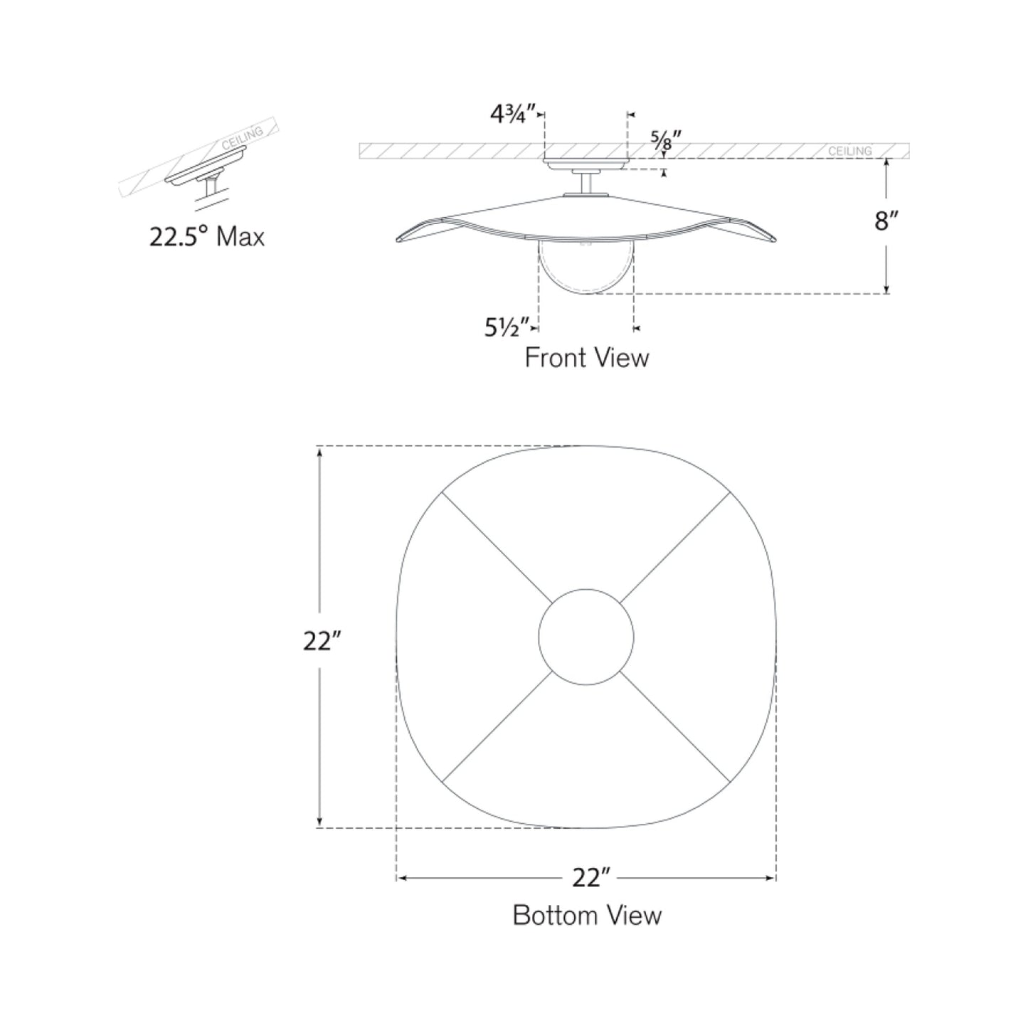 Mahalo LED Semi Flush Mount Ceiling Light - line drawing.