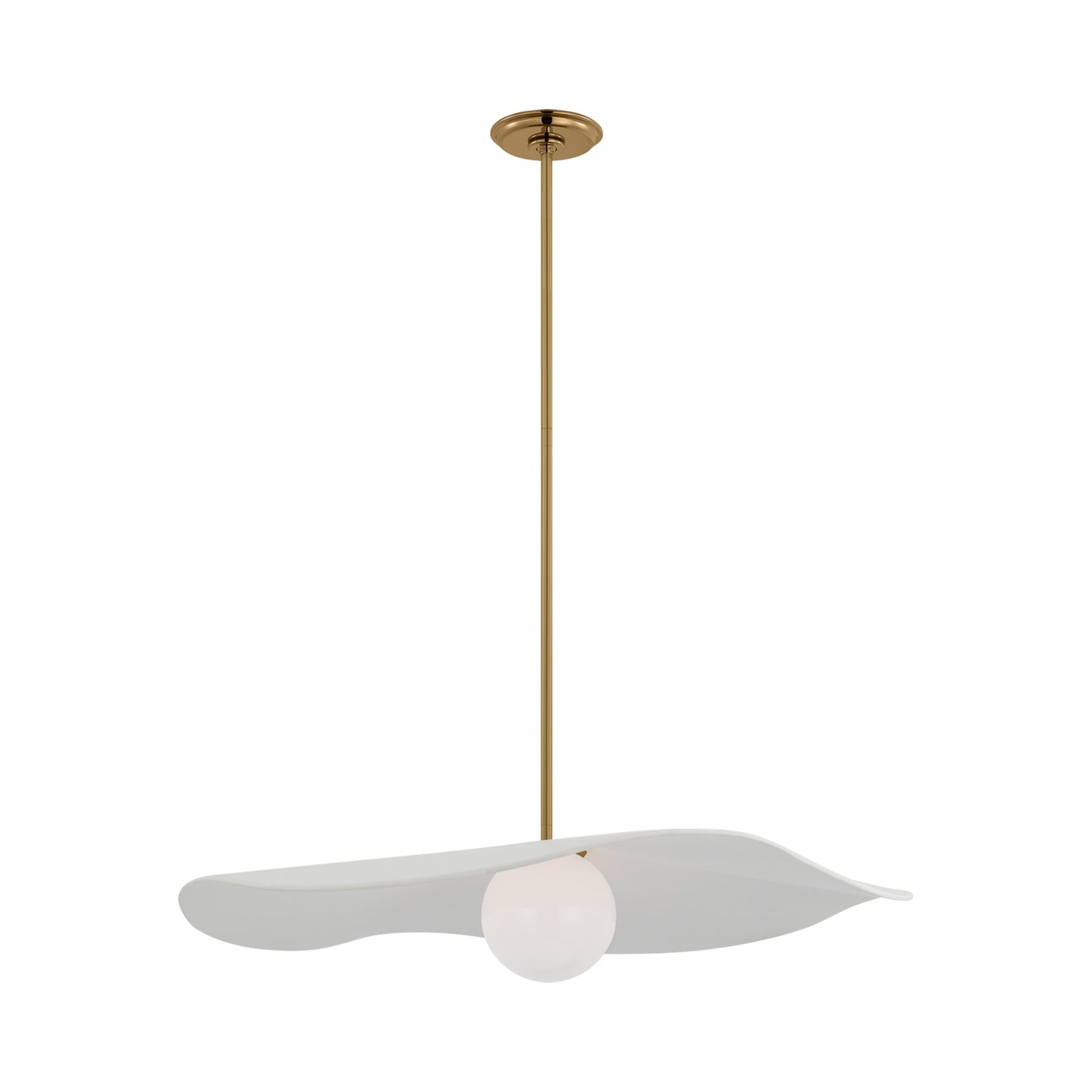 Mahalo LED Single Pendant Light in Hand-Rubbed Antique Brass  (Matte White/28-Inch).