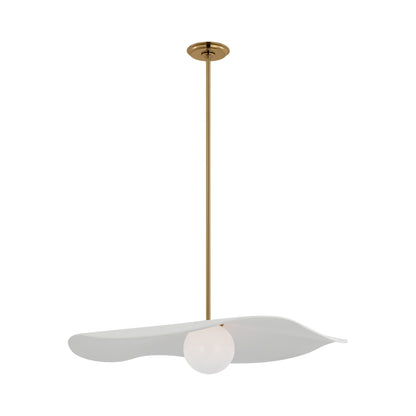Mahalo LED Single Pendant Light in Hand-Rubbed Antique Brass  (Matte White/28-Inch).