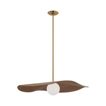 Mahalo LED Single Pendant Light in Hand-Rubbed Antique Brass  (Natural Oak/28-Inch).