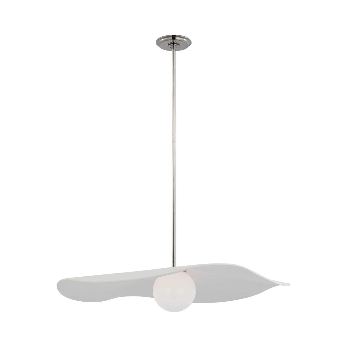 Mahalo LED Single Pendant Light in Polished Nickel (Matte White/28-Inch).