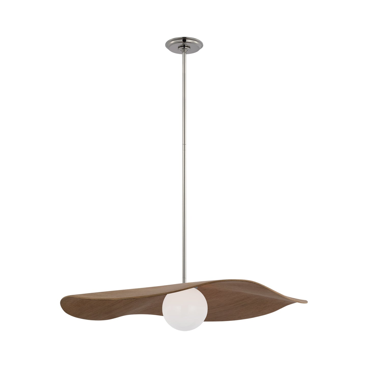 Mahalo LED Single Pendant Light in Polished Nickel (Natural Oak/28-Inch).