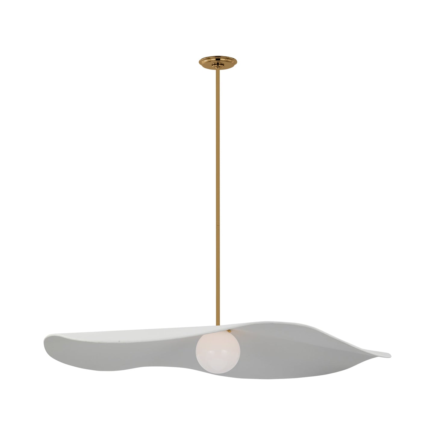 Mahalo LED Single Pendant Light in Hand-Rubbed Antique Brass (Matte White/40-Inch).