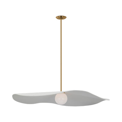Mahalo LED Single Pendant Light in Hand-Rubbed Antique Brass (Matte White/40-Inch).