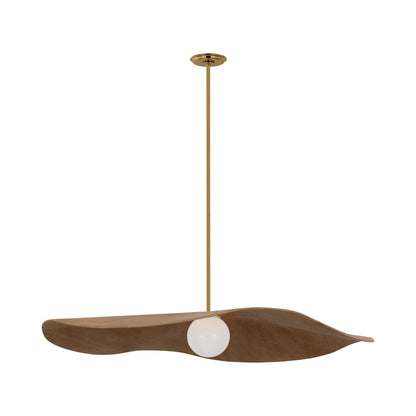 Mahalo LED Single Pendant Light in Hand-Rubbed Antique Brass (Natural Oak/40-Inch).