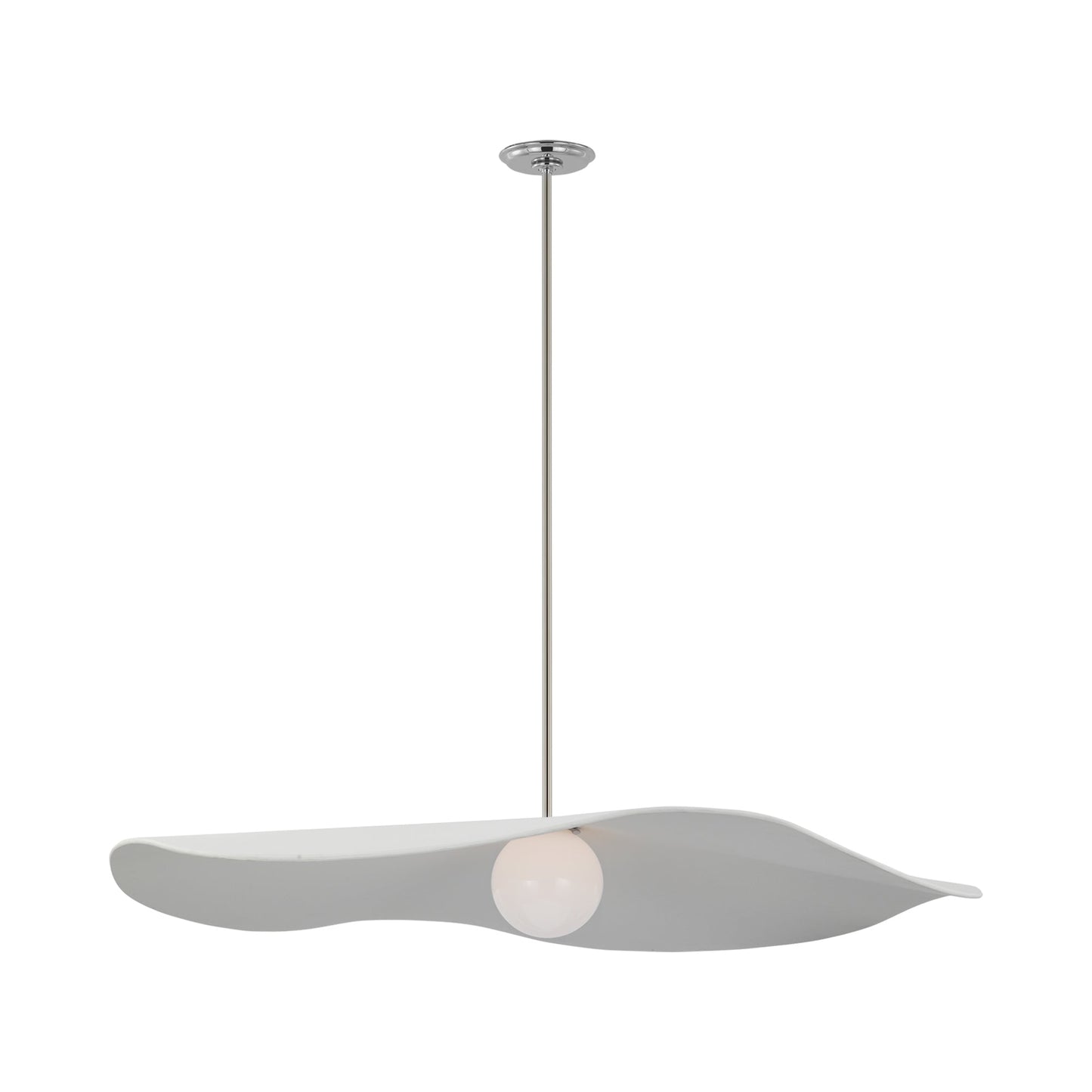 Mahalo LED Single Pendant Light in Polished Nickel (Matte White/40-Inch).
