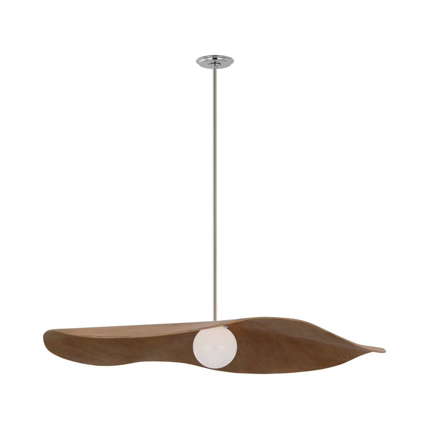 Mahalo LED Single Pendant Light in Polished Nickel (Natural Oak/40-Inch).