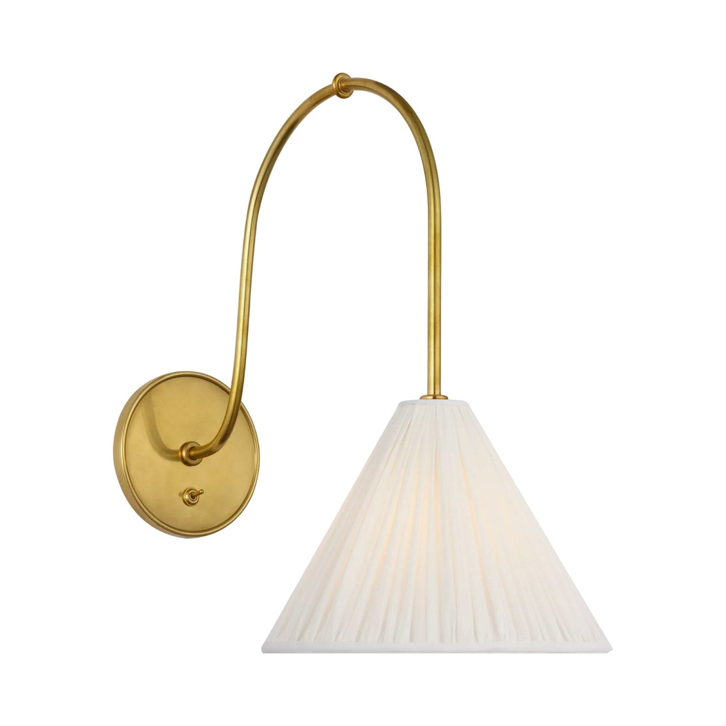 Malia Wall Light in Hand-Rubbed Antique Brass/Silk Pleated.