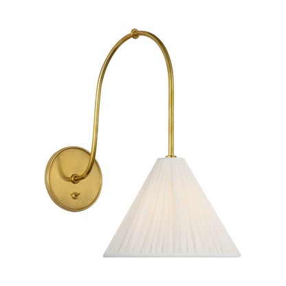Malia Wall Light in Hand-Rubbed Antique Brass/Silk Pleated.