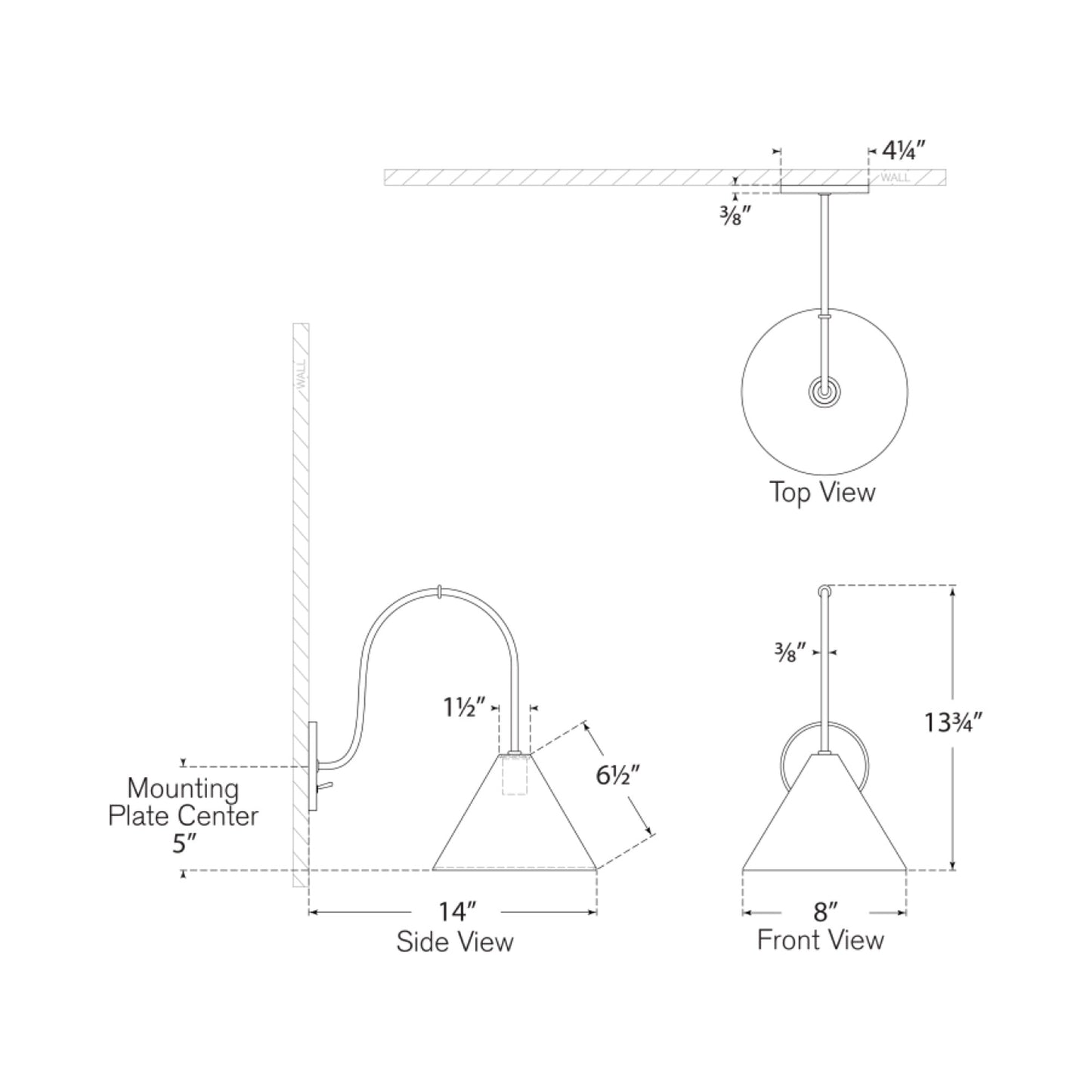 Malia Wall Light - line drawing.