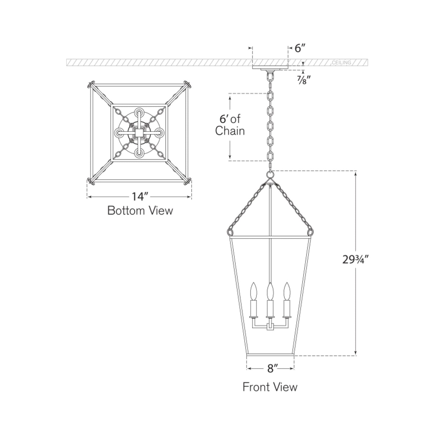 Malloy Pendant Light - line drawing.