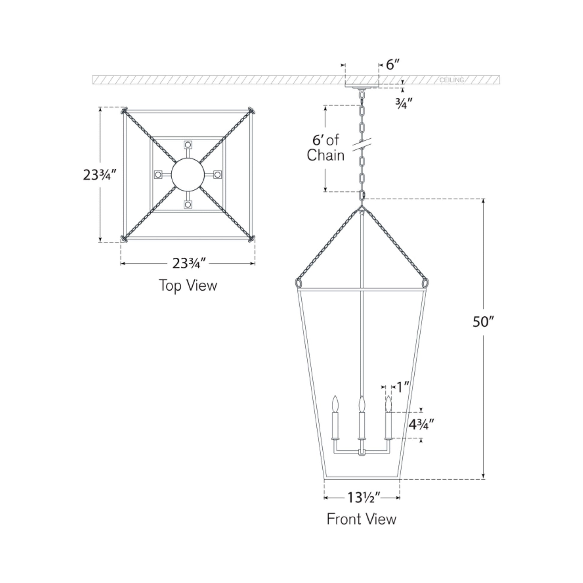 Malloy Pendant Light - line drawing.