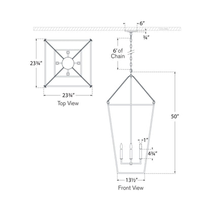 Malloy Pendant Light - line drawing.