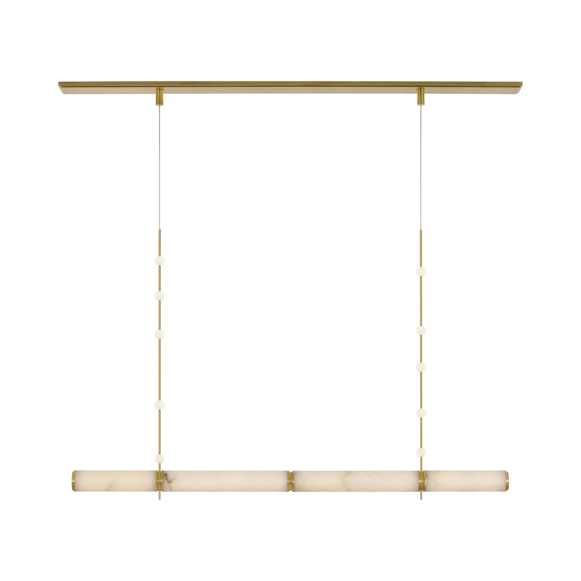 Marcell LED Linear Chandelier in Antique-Burnished Brass.