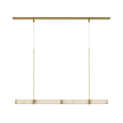 Marcell LED Linear Chandelier in Antique-Burnished Brass.