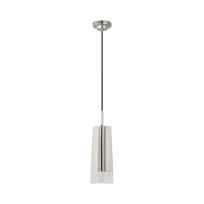 Matcha Single LED Pendant Light in Polished Nickel.