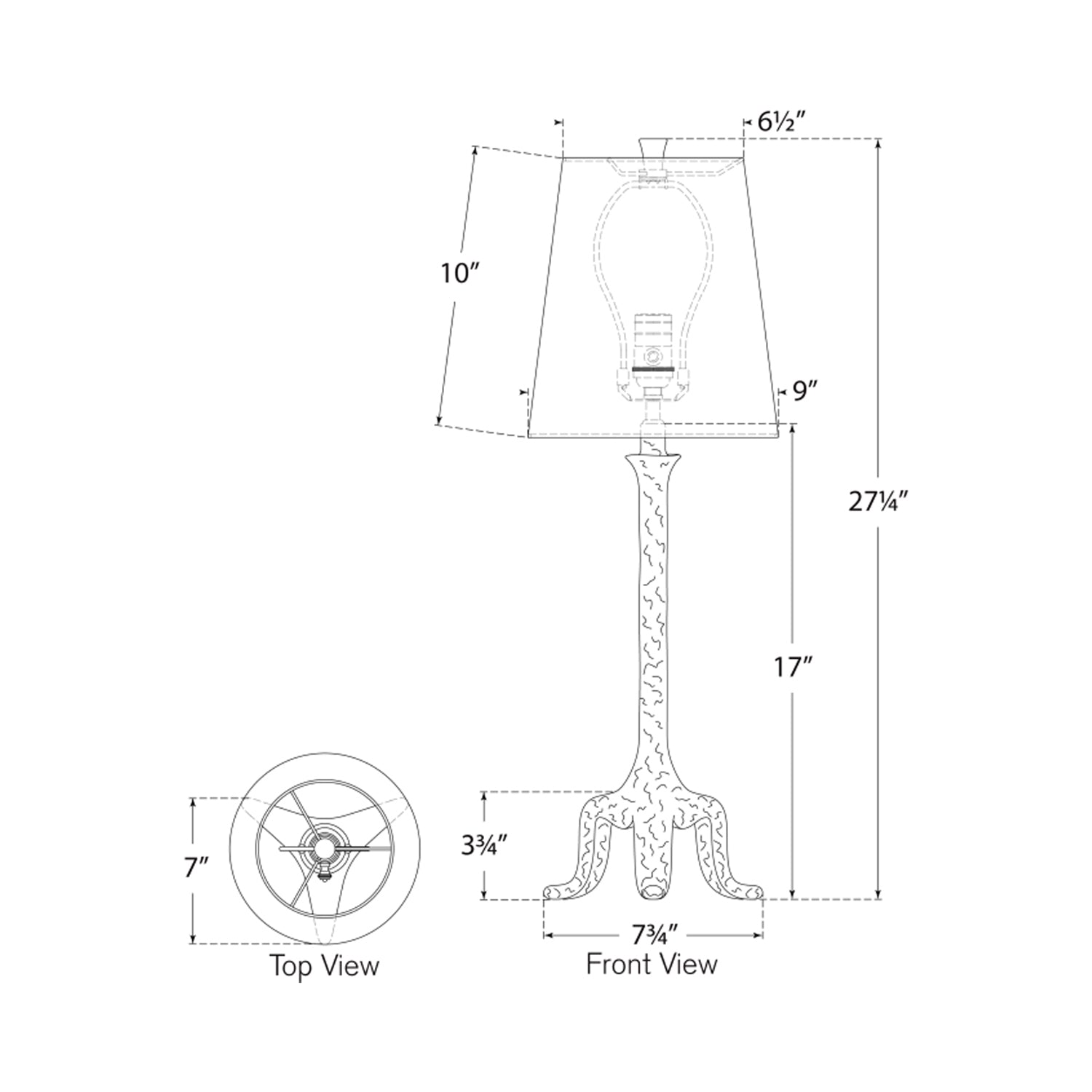Mathilde Table Lamp - line drawing.