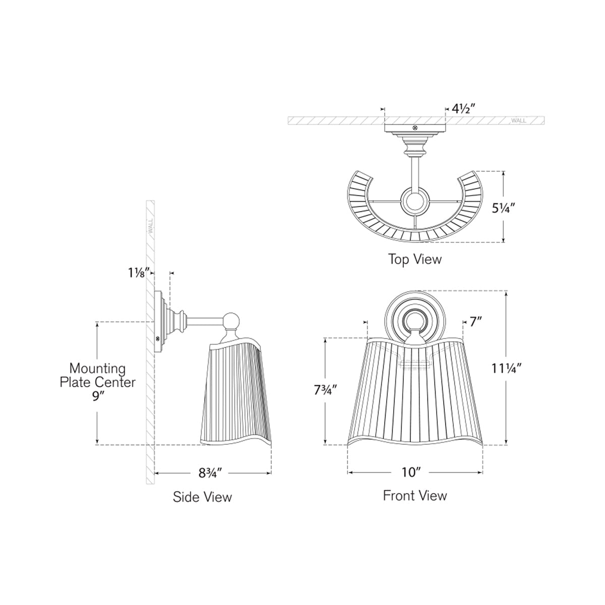 Matos Wall Light - line drawing.