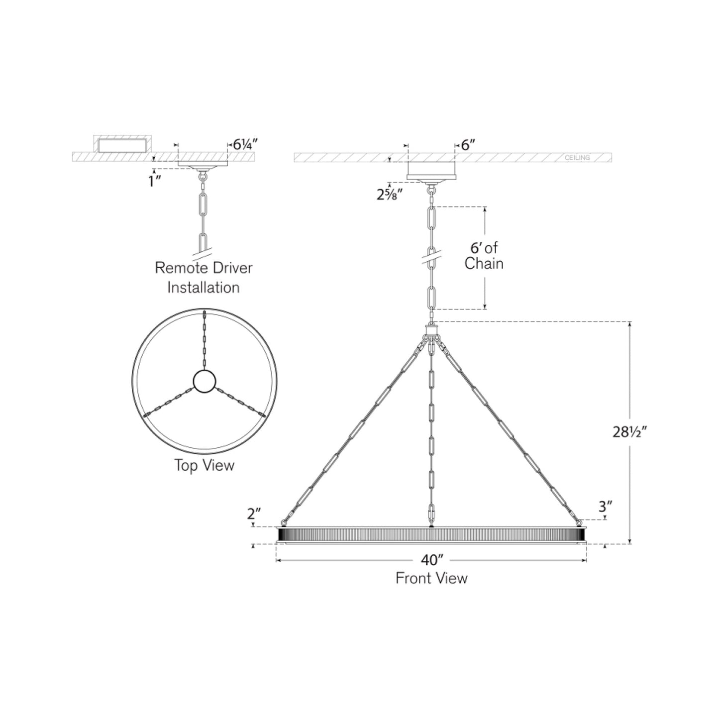 Matthew LED Chandelier - line drawing.