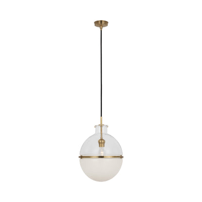Maxey Pendant Light in Hand-Rubbed Antique Brass (Clear Glass/White Glass).