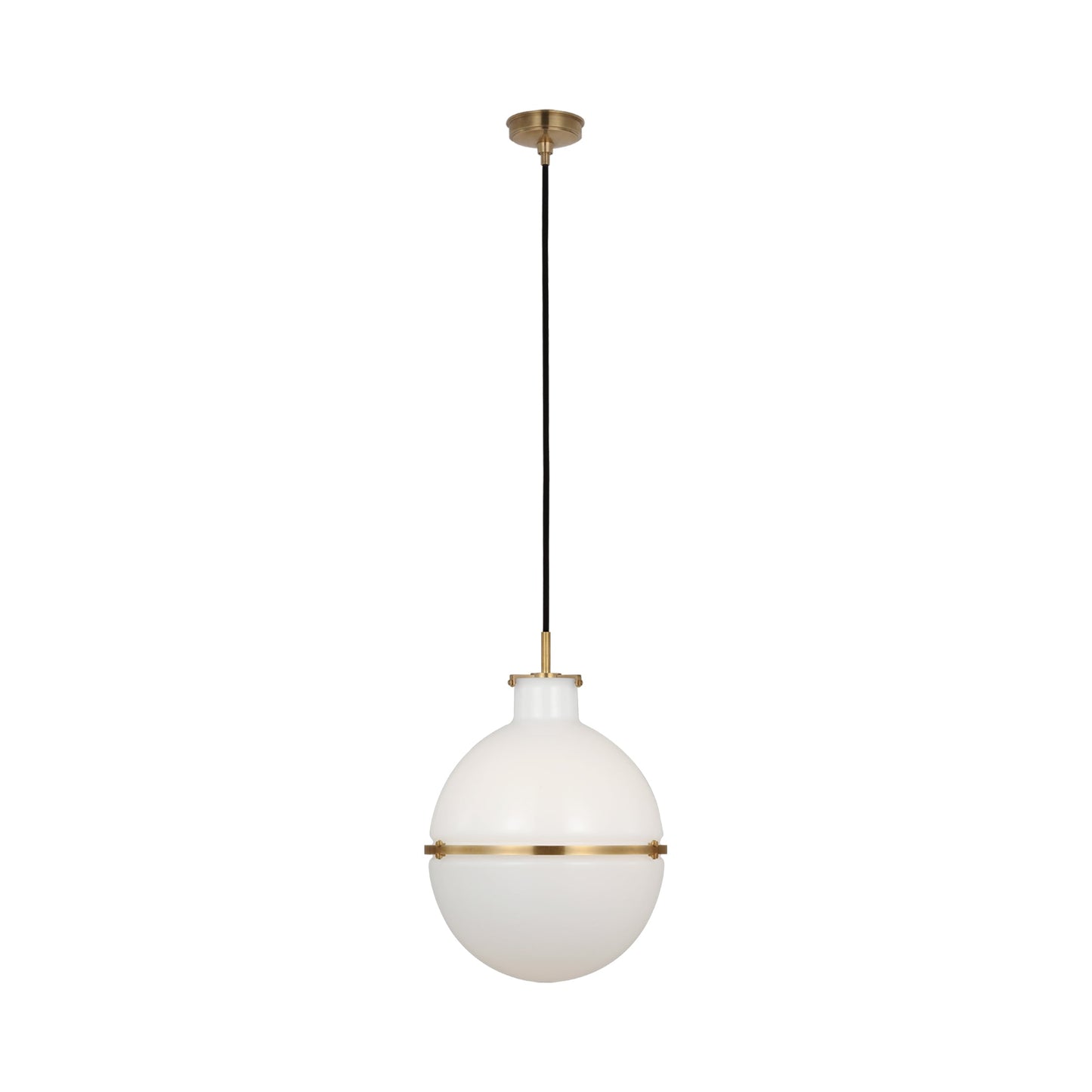 Maxey Pendant Light in Hand-Rubbed Antique Brass (White Glass).