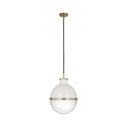 Maxey Pendant Light in Hand-Rubbed Antique Brass (White Glass/Clear Glass).