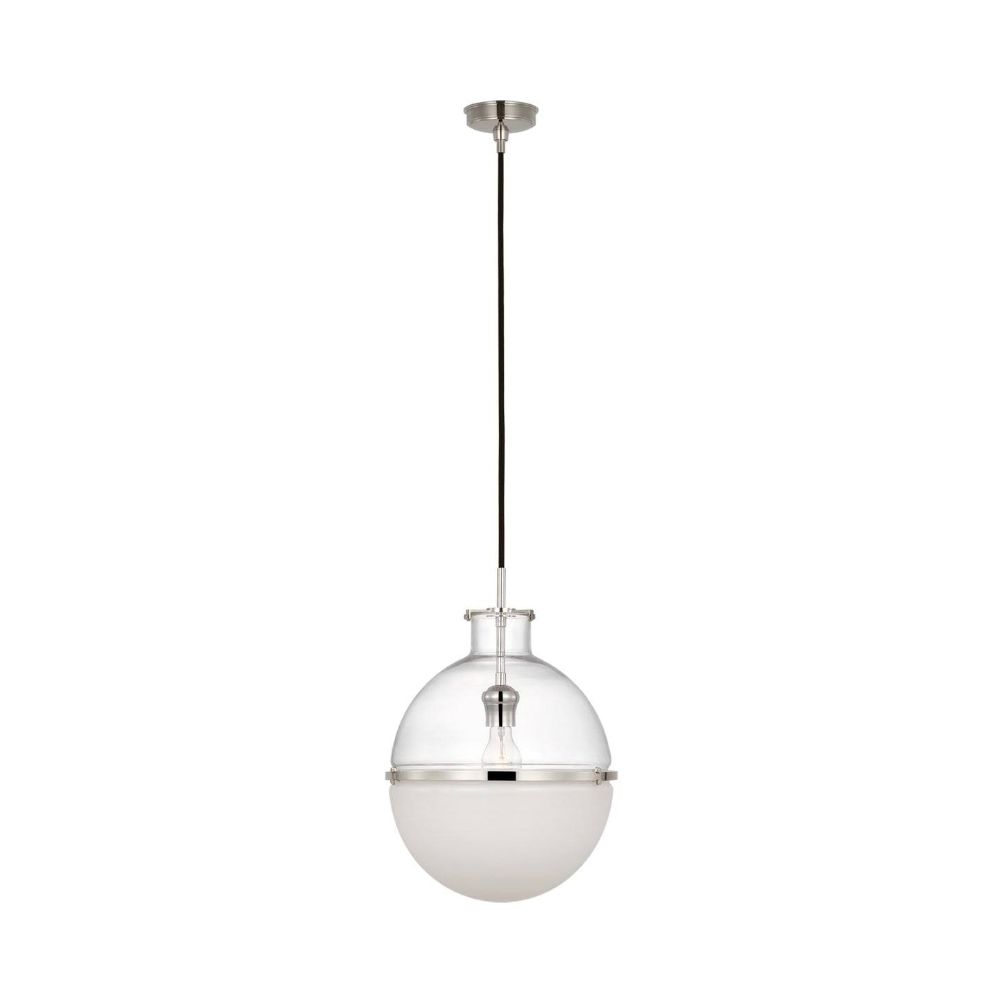 Maxey Pendant Light in Polished Nickel (Clear Glass/White Glass).