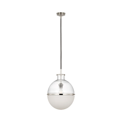 Maxey Pendant Light in Polished Nickel (Clear Glass/White Glass).