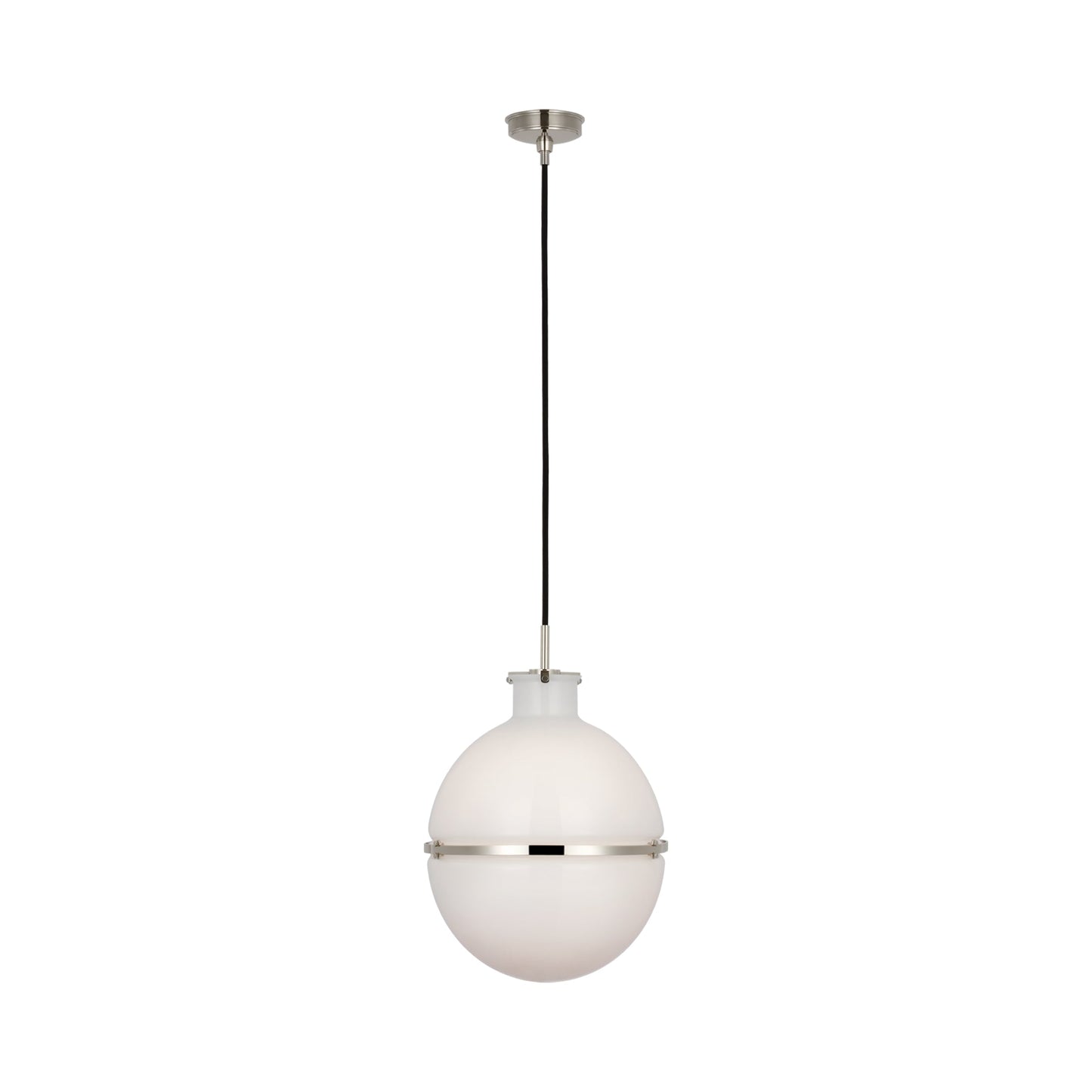 Maxey Pendant Light in Polished Nickel (White Glass).